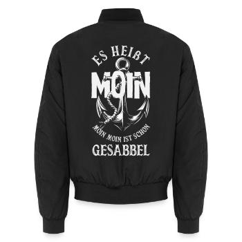 Moin Moin Norden - Maritimes Norddeutsch Design - Unisex Bomberjacke - Schwarz - Hinten - AI Model Male 185 light (185cm)