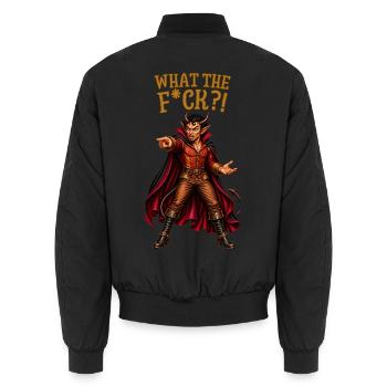 What the F*ck?! – Devil Humor - Unisex Bomberjacke - Schwarz - Hinten - AI Model Male 185 light (185cm)