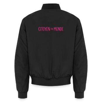 Citoyen du Monde – Globaler Bürger - Unisex Bomberjacke - Schwarz - Hinten - AI Model Male 185 light (185cm)