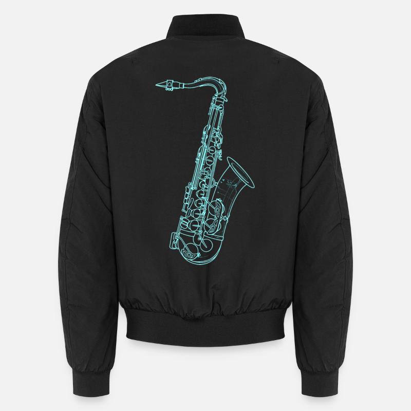 Saxophone Sketch - Unisex Bomber Jacket - black