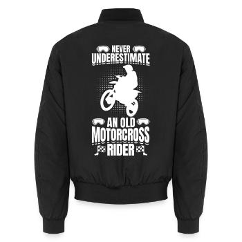 Ne sous-estimez jamais le vieux pilote de motocross - Bomber unisexe - noir - Dos - AI Model Male 185 light (185cm)