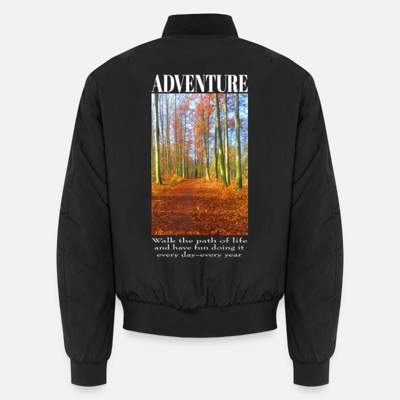 Herbstlicher Waldweg Wanderdesign Unisex Bomberjacke