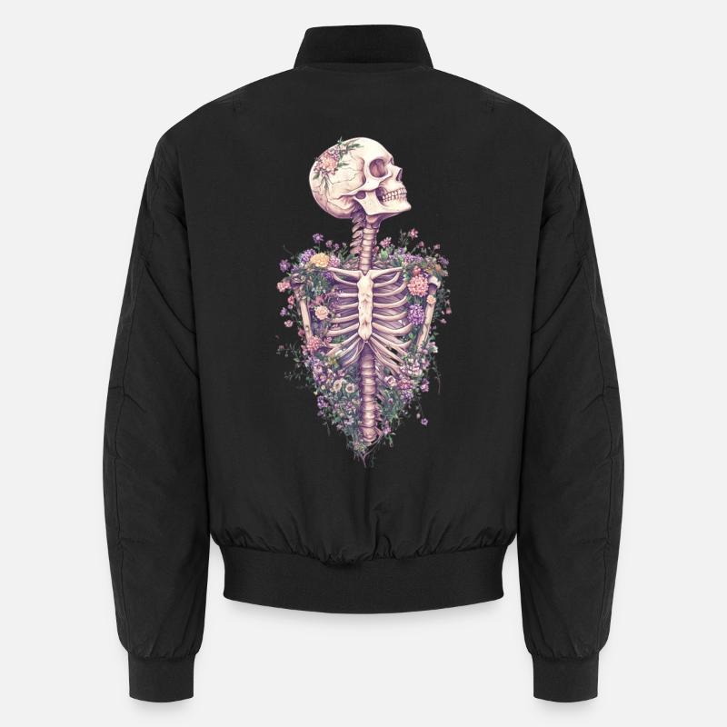 Cage thoracique florale - Bomber unisexe - noir