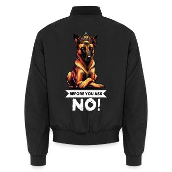 Before You Ask Malinois Belgian Shepherd Dog - Unisex Bomber Jacket - black - Back - AI Model Male 185 light (185cm)