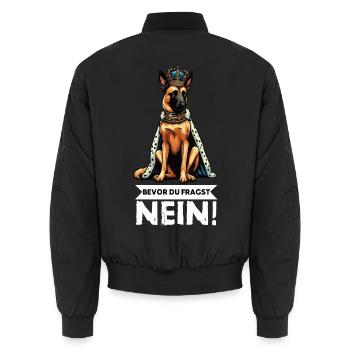 Before you ask: Malinois Belgian Shepherd - Unisex Bomber Jacket - black - Back - AI Model Male 185 light (185cm)