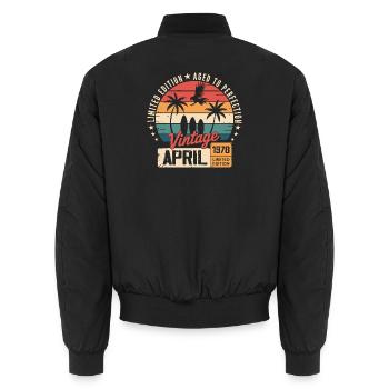 1978 April Birthday Legend April 1978 - Unisex Bomber Jacket - black - Back - AI Model Male 185 light (185cm)