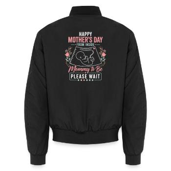 Cadeau Future Maman - Happy Mother's Day - Bomber unisexe - noir - Dos - AI Model Male 185 light (185cm)