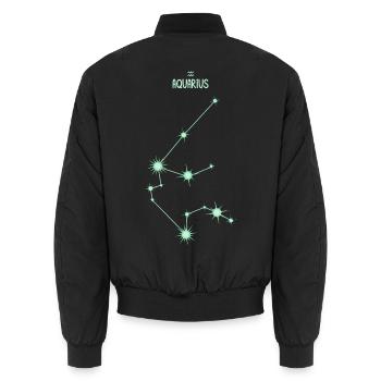 Wassermann, Tierkreiszeichen, Sternbild Grün - Unisex Bomberjacke - Schwarz - Hinten - AI Model Male 185 light (185cm)