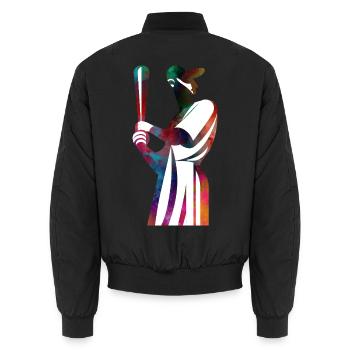 Baseballspieler wartet auf den Ball - Unisex Bomberjacke - Schwarz - Hinten - AI Model Male 185 light (185cm)