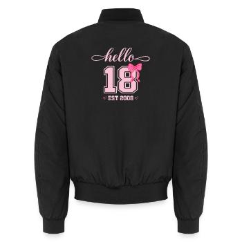 Bonjour 18 Est 2008 Design pour l’anniversaire des femmes - Bomber unisexe - noir - Dos - AI Model Male 185 light (185cm)