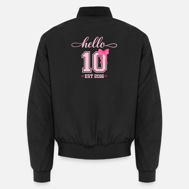 Hello 10 Est 2016 Coquette Schleife Mädchen Geburt Unisex Bomberjacke