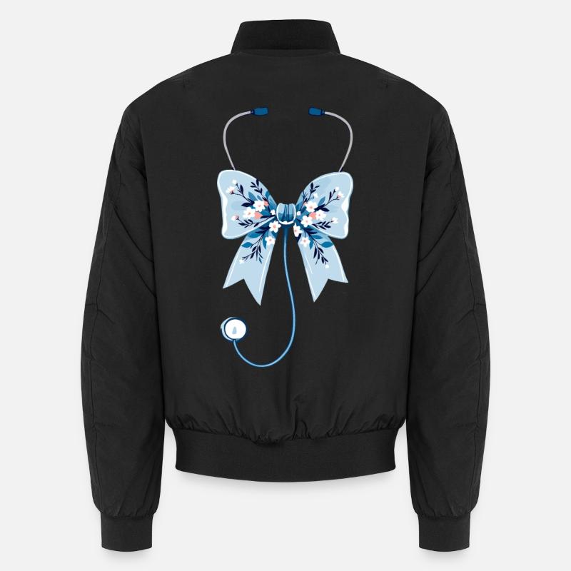Nurse, Stethoscope, Loop - Unisex Bomber Jacket - black