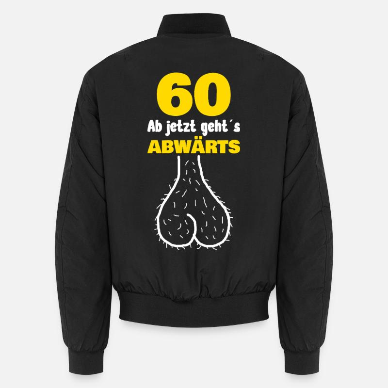 60th birthday shirt – 60 from now on it's going downhill Unisex Bomber Jacket