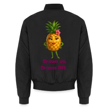 King Pineapple: DramaOff - Unisex Bomber Jacket - black - Back - AI Model Male 185 light (185cm)