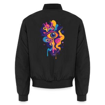 Graphismes d’art psychédélique colorés LSD - Bomber unisexe - noir - Dos - AI Model Male 185 light (185cm)