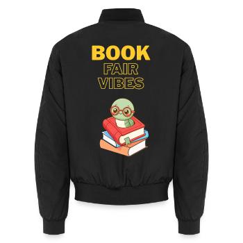 Buchmesse-Vibes Bücherwurm - Unisex Bomberjacke - Schwarz - Hinten - AI Model Male 185 light (185cm)