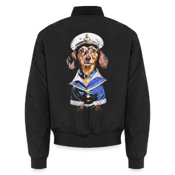 Seemann-Dackel - Unisex Bomberjacke - Schwarz - Hinten - AI Model Male 185 light (185cm)