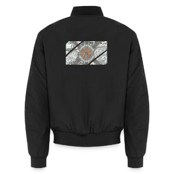 Urbanes Kreisverkehrs-Mosaik - Unisex Bomberjacke - Schwarz - Hinten - AI Model Male 185 light (185cm)