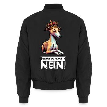 Before You Ask Whippet Greyhound Whippets - Unisex Bomber Jacket - black - Back - AI Model Male 185 light (185cm)