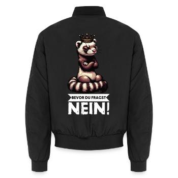Before you ask No ferret ferret owner - Unisex Bomber Jacket - black - Back - AI Model Male 185 light (185cm)