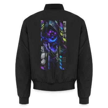 Reaper Neon-Holografieschädel – Halloween - Unisex Bomberjacke - Schwarz - Hinten - AI Model Male 185 light (185cm)