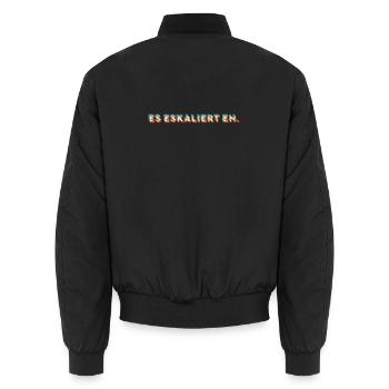 es eskaliert eh. Glitch Design optische Illusion - Unisex Bomberjacke - Schwarz - Hinten - AI Model Male 185 light (185cm)