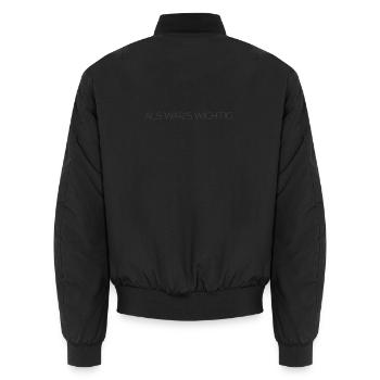 Als wär’s wichtig – Trockenes Statement Design - Unisex Bomberjacke - Schwarz - Hinten - AI Model Male 185 light (185cm)