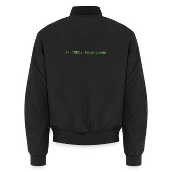 // TODO: Feierabend – Programmierer Shirt - Unisex Bomberjacke - Schwarz - Hinten - AI Model Male 185 light (185cm)