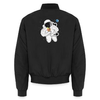 Un astronaute avec un cornet de crème glacée - Bomber unisexe - noir - Dos - AI Model Male 185 light (185cm)