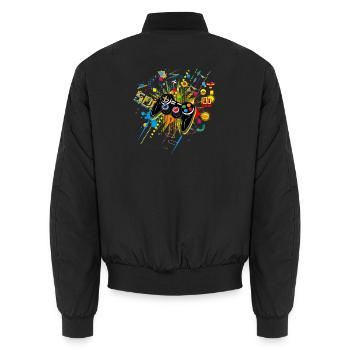 Gamepad Videogames mit verschiedenen Symbolen - Unisex Bomberjacke - Schwarz - Hinten - AI Model Male 185 light (185cm)