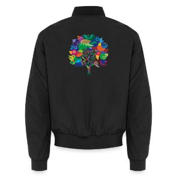 Overbirded Tree - Unisex Bomberjacke - Schwarz - Hinten - AI Model Male 185 light (185cm)