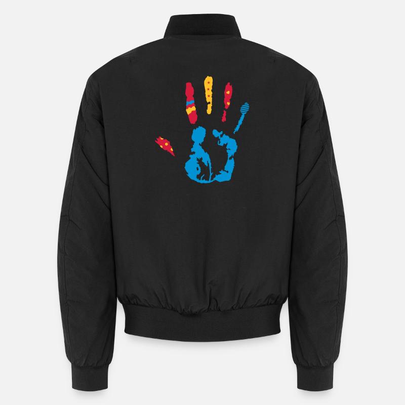 bunter Handabdruck mit verschiedene Formen - Unisex Bomberjacke - Schwarz