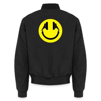 Smiley casque - Bomber unisexe - noir - Dos - AI Model Male 185 light (185cm)