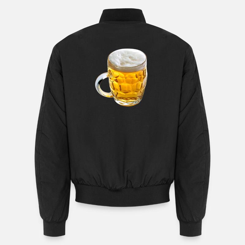 Goldenes Bierglas Motiv - Unisex Bomberjacke - Schwarz