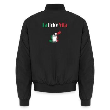 La Dolce Vita kaffee - Unisex Bomberjacke - Schwarz - Hinten - AI Model Male 185 light (185cm)