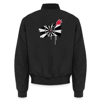 Dartscheibe mit Dartpfeil im Graffiti Stil - Unisex Bomberjacke - Schwarz - Hinten - AI Model Male 185 light (185cm)