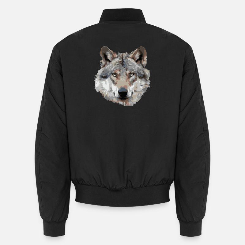 Wolf (grau) - Unisex Bomberjacke - Schwarz