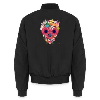 Skull flowers - Unisex Bomberjacke - Schwarz - Hinten - AI Model Male 185 light (185cm)