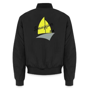 smuggler fm - Unisex Bomber Jacket - black - Back - AI Model Male 185 light (185cm)