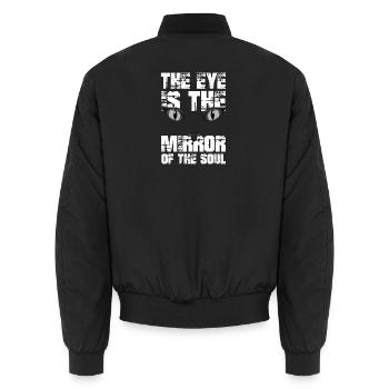 Cat kitten meow domestic cat cat eye cat dam - Unisex Bomber Jacket - black - Back - AI Model Male 185 light (185cm)