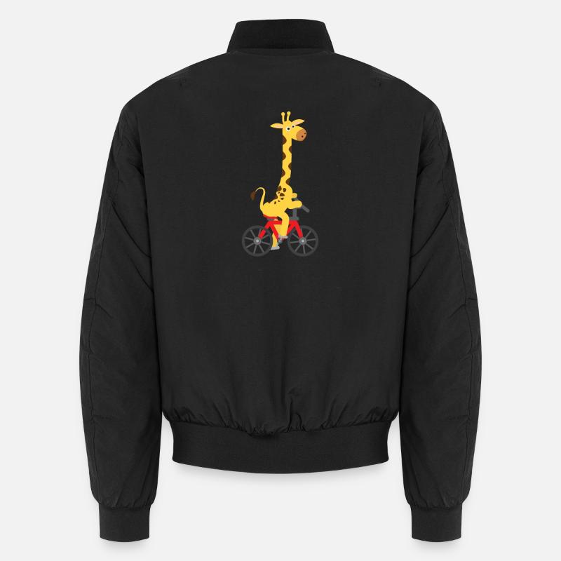 Children's motif: Giraffe rides on a bicycle Unisex Bomber Jacket