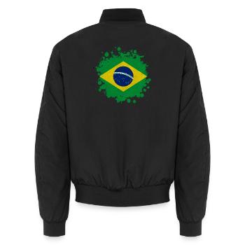 Brasilien Klecks Fleck Geschenk Flagge Südamerika - Unisex Bomberjacke - Schwarz - Hinten - AI Model Male 185 light (185cm)