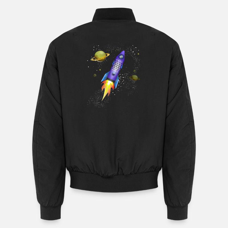 Fusée dans l'espace - Bomber unisexe - noir