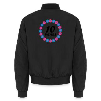 10 years - Unisex Bomber Jacket - black - Back - AI Model Male 185 light (185cm)