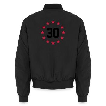 30 ans - Bomber unisexe - noir - Dos - AI Model Male 185 light (185cm)