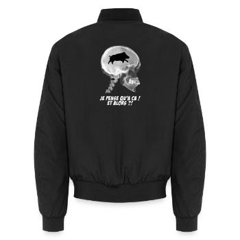 Je pense qu'a ça ! - Bomber unisexe - noir - Dos - AI Model Male 185 light (185cm)