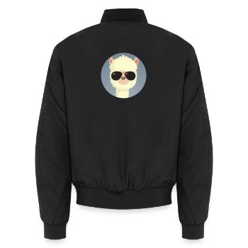 Alpaca sunglasses animal - Unisex Bomber Jacket - black - Back - AI Model Male 185 light (185cm)