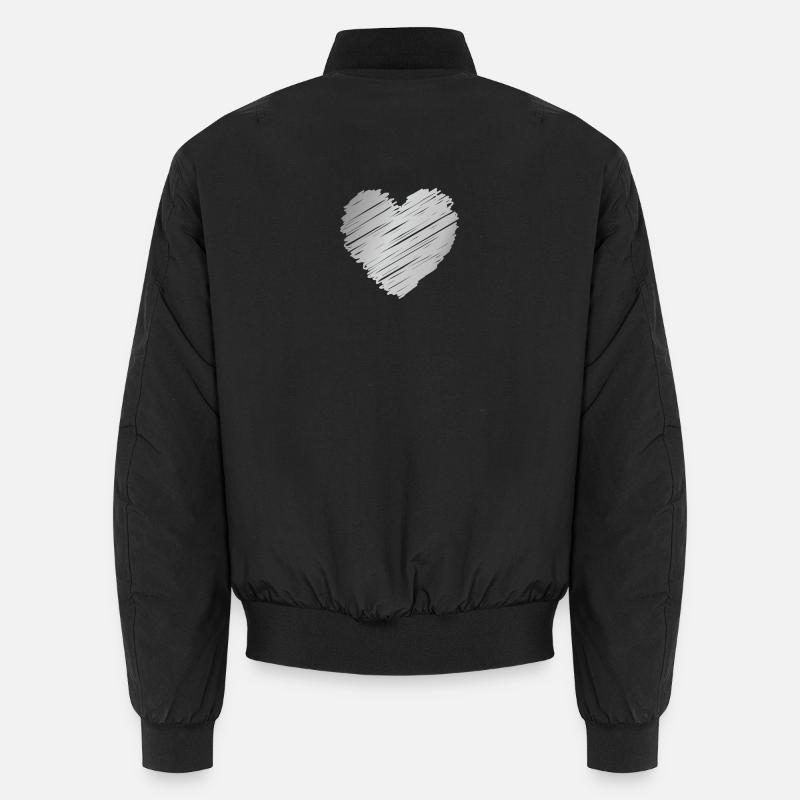 Silbernes Kritzelherz – Romantik Minimal Style Unisex Bomberjacke