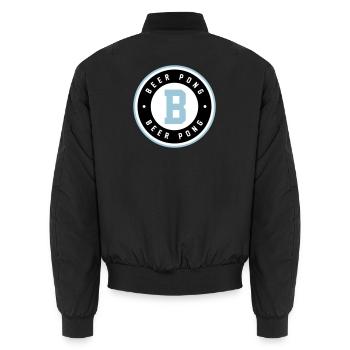 Logo bleu du badge Beer Pong - Bomber unisexe - noir - Dos - AI Model Male 185 light (185cm)