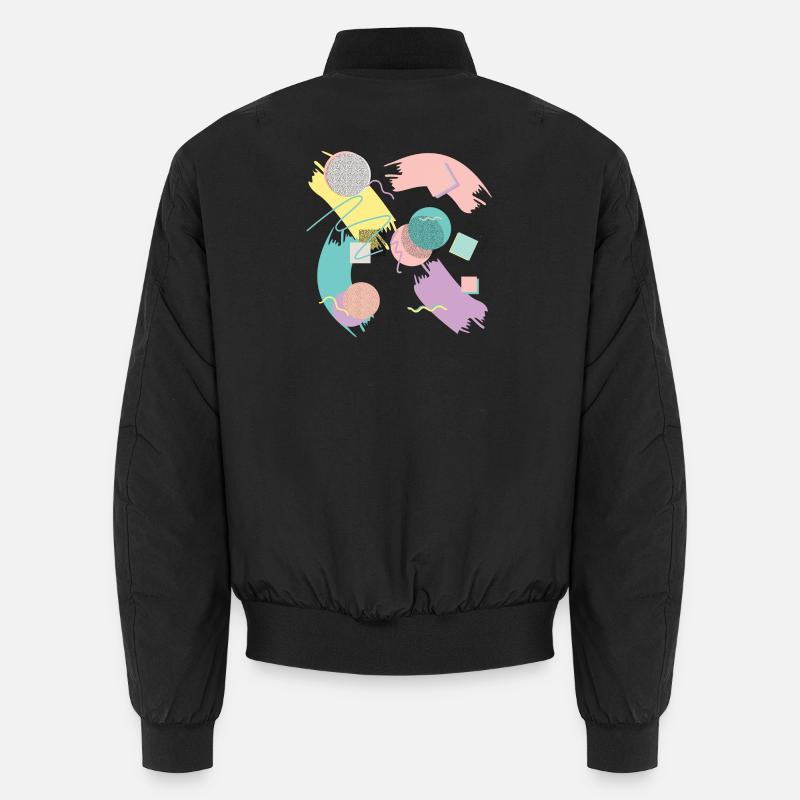 Abstract pastel design with geometry - Unisex Bomber Jacket - black